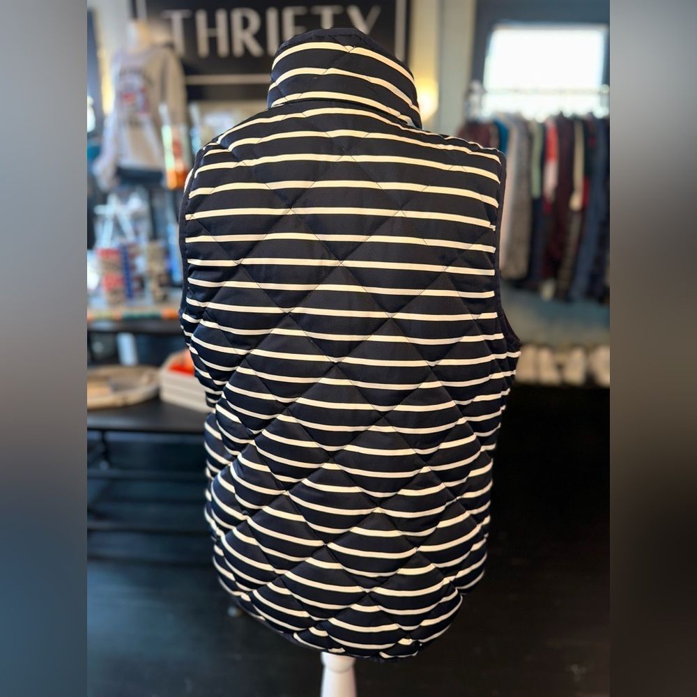 J. Crew (Small) Navy Blue Striped Vest Jacket - Picture 5 of 6